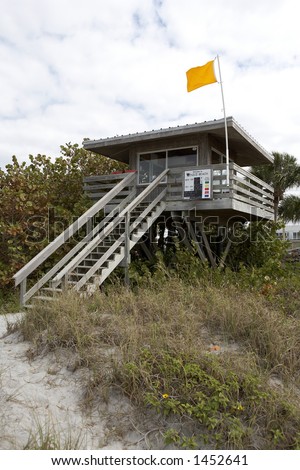 lifeguard station on venice beach florida flying and orange flag united states taken in march 2006
