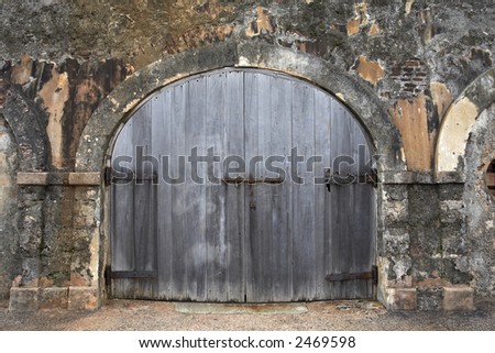 wooden garage door old town San Juan Puerto Rico Greater Antilles Caribbean lesser antillies west indies