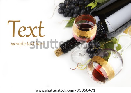 glass of wine with grapes (With sample text)