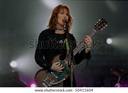 BELLINGHAM, WA - AUG 2: Guitar player and singer Nancy Wilson of Heart performs on stage at The Skagit Valley Amphitheater August 2, 2003 in Bellingham, Wa.