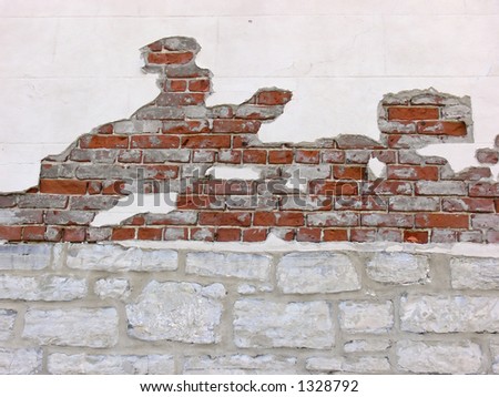 Archaeology on a wall - different types of bricks from different eras.