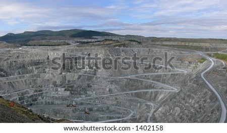 Panoramic view of an open pit mine, Thetford, Mines, Quebec.