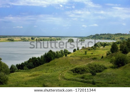 Oka river in the vicinity of the village of Konstantinovo, Ryazan region