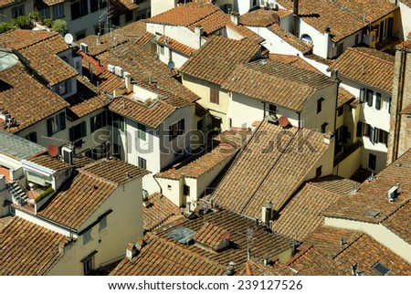 Top view from Campanile Giotto on the historical center of Florence, Italy.