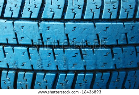 Blue car tyre background