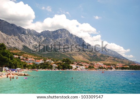 gorgeous view on dalmatian beach in baska voda, croatia