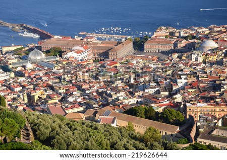 NAPLES, ITALY - AUGUST 17, 2014: Picturesque summer panorama of Naples, Italy.   Naples is the capital of Campania region and the third-largest municipality in Italy
