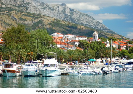 Gorgeous view of marina in dalmatian Baska Voda, Croatia