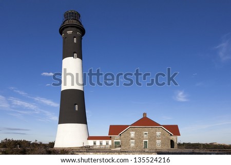 Close up of Fire Island lighthouse. Fire Island National Seashore, Long Island, New York.