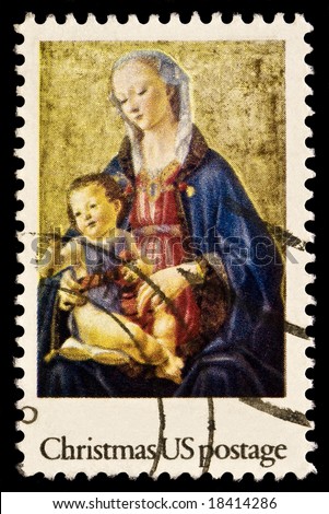 Madonna and Child Christmas issue. 1975 United States postal  Service