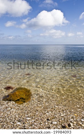 A peaceful view of the Long Island Sound, Long Island, New York. Vertical format.