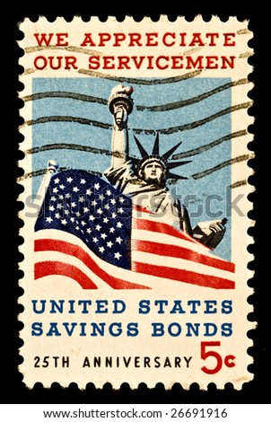 Honoring American servicemen and US savings bonds. Issued 1966.