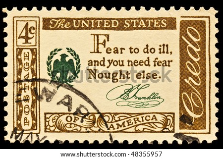USA - CIRCA 1960\'s : A stamp printed in United States A quotation \