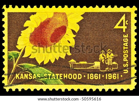 UNITED STATES - CIRCA 1960\'s : A stamp printed in United States. Kansas statehood. United States - CIRCA 1960\'s