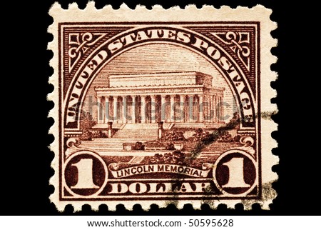 UNITED STATES - CIRCA 1920\'s : A stamp printed in United States. Lincoln Memorial, Washington DC. United States - CIRCA 1920\'s
