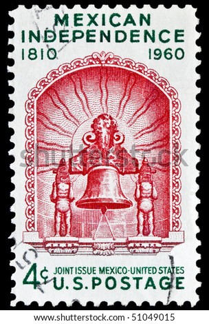 UNITED STATES - CIRCA 1960's : A stamp printed in United States.  Mexican independence. United States - CIRCA 1960's