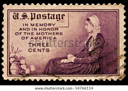 UNITED STATES - CIRCA 1960's : A stamp printed in United States. Mother's Day postal stamp. Adaption of Whistler's portrait of his mother. United States - CIRCA 1960's