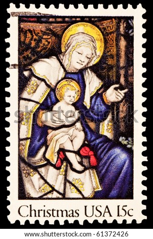 UNITED STATES - CIRCA 1970\'s : A stamp printed in United States. Madonna and Child Christmas issue. United States - CIRCA 1970\'s