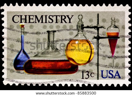 UNITED STATES - CIRCA 1970\'s : A stamp printed in United States.  Honoring the worlds Chemist. United States - CIRCA 1970\'s