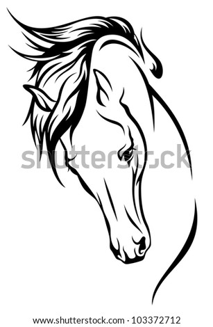 Free Raster Vector on Raster   Horse Head With Flying Mane Illustration  Vector Version Is