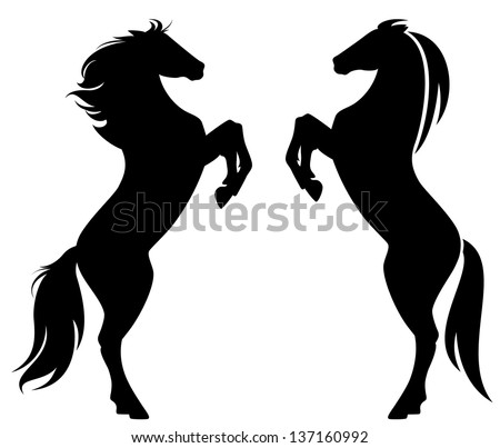 raster rearing up horse fine silhouette and outline raster rearing up horse fine silhouette and outline