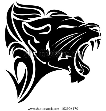 roaring lion head black and white vector tribal design roaring lion head black and white vector tribal design