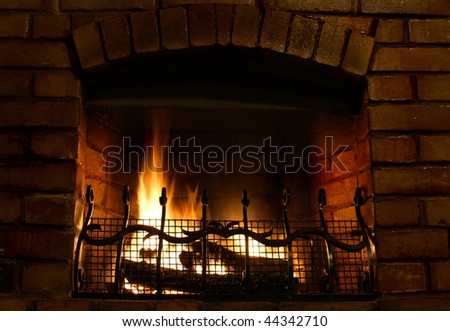 Beautiful cosy brick-built fireplace