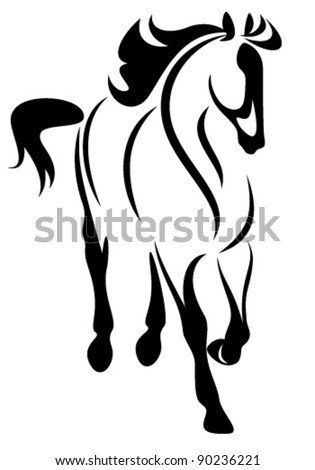 Free Vector Horse on Horse Vector Illustration   Black And White Outline   Stock Vector