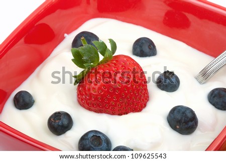 Corn flakes with blueberries and strawberry