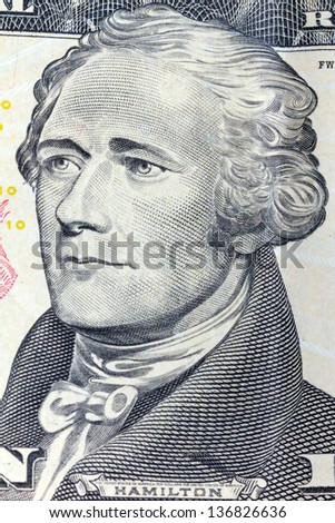 Portrait of Alexander Hamilton from 10 dollars bill