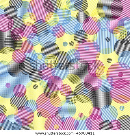 Abstract background with cyan, magenta, yellow and black circles