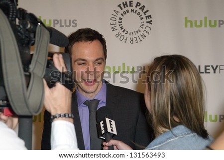 BEVERLY HILLS - MARCH 13: Jim Parsons is interviewed by the media at the 2013 Paleyfest 