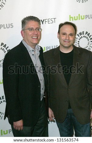 BEVERLY HILLS - MARCH 13: Bill Prady and Steven Molaro arrive at the 2013 Paleyfest 