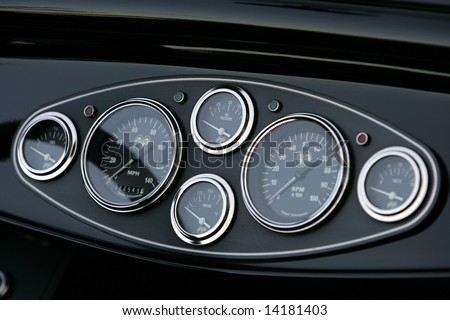 stock photo dashboard at vintage car show
