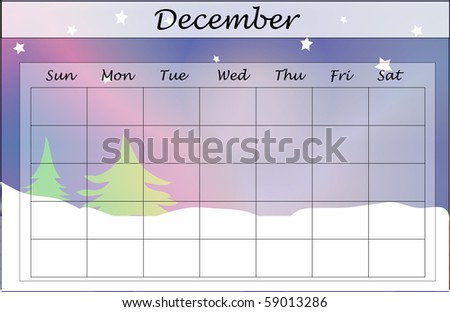 Blank Calendar on Blank December Calendar Page  Vector    59013286   Shutterstock
