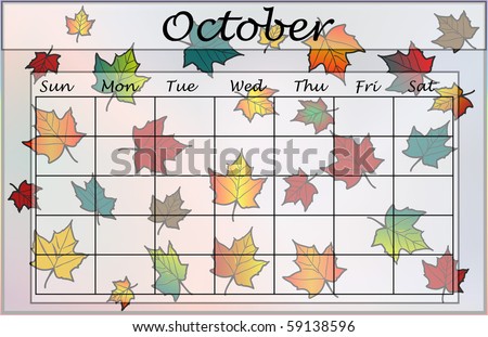Blank Calendar Free on Blank October Calendar Page  Vector    59138596   Shutterstock