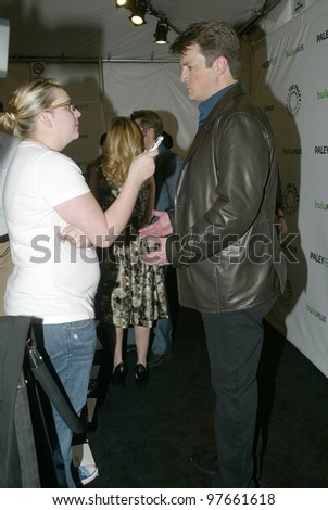 BEVERLY HILLS, CA - MARCH 9: Nathan Fillion is interviewed by members of the media at the 2012 Paleyfest \