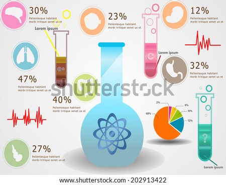 Medical, health and health care icons and data elements, info graphic heart, brain , kidney and other human organs symbols