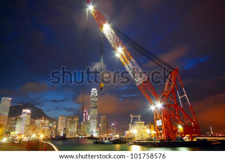 lifting ship in hong kong harbour