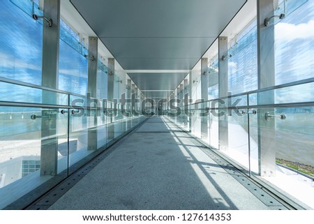 glass corridor in office centre