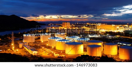 Oil tanks at night , hongkong tung chung
