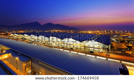Hong Kong International Airport at the evening