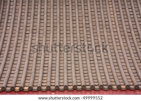 Close up shot of some chinese style roof tiles.