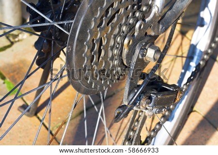 Close up shot of the bike parts