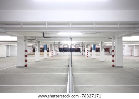 indoor carpark atnight in wode angle