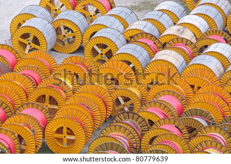 electricity cable on wooden spools