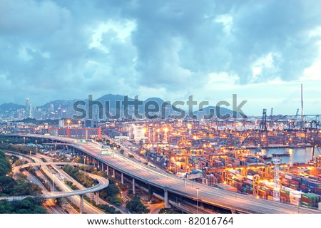 Hong Kong Bridge of transportation ,container pier.