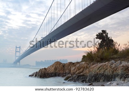 bridge at sunset moment, Tsing ma bridge