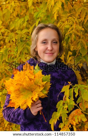 portrait of the woman autumn wood