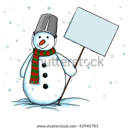Snowman with sign (table, blank)